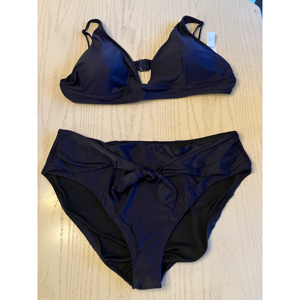 NWT J Crew Women's Reimagined High-Leg Bikini Top Bottom 2 PC Set Blue‎ Size 2X